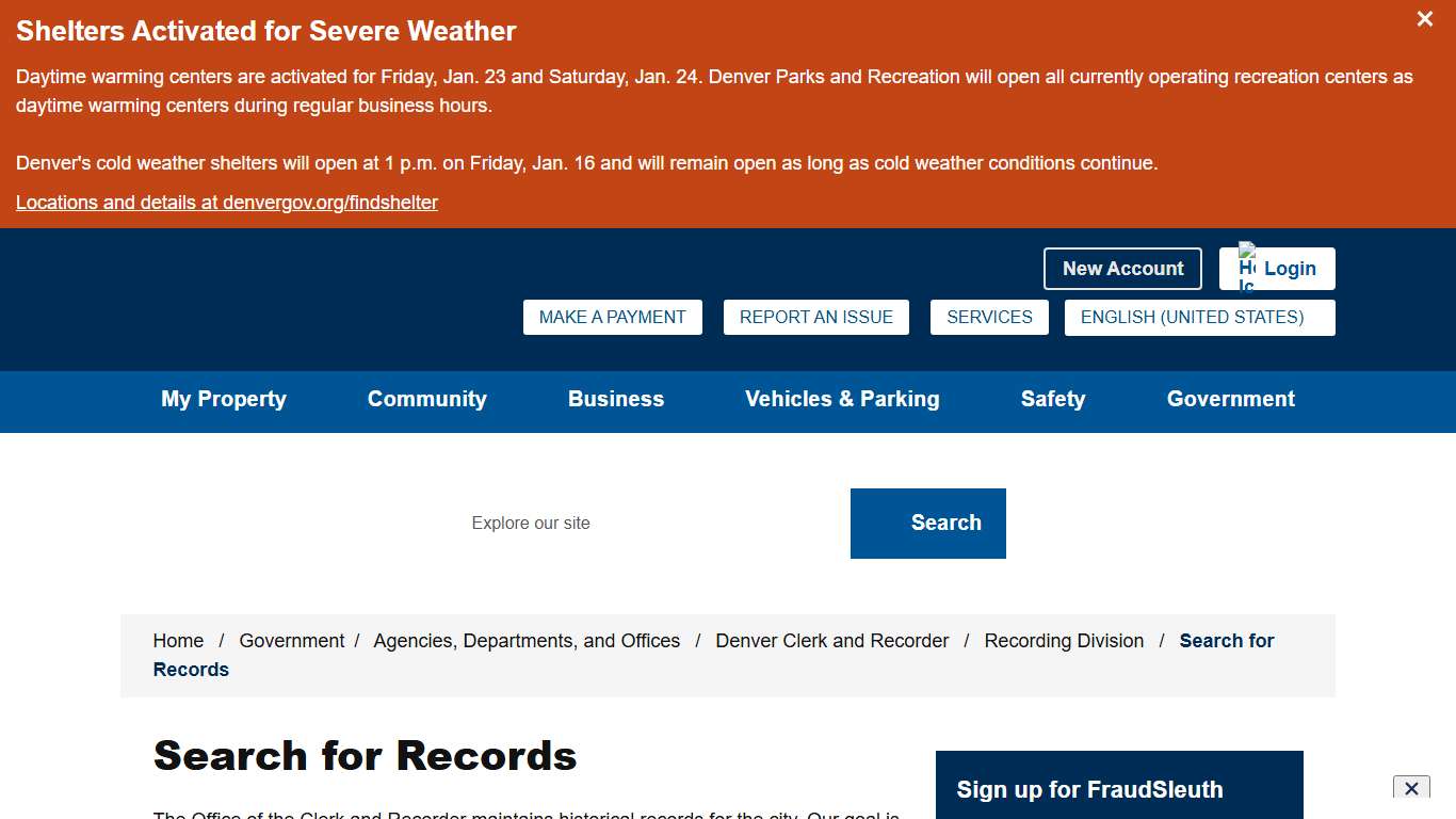 Search for Records - City and County of Denver